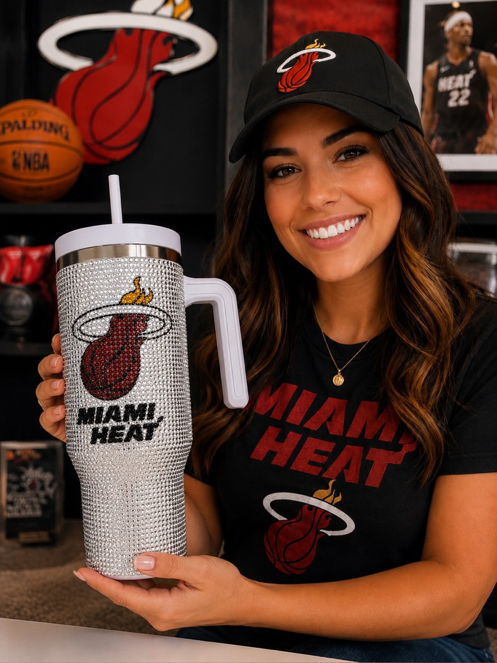 NBA Miami Heat Rhinestone Tumbler 40oz Bling Limited Edition HydraPeak NWT